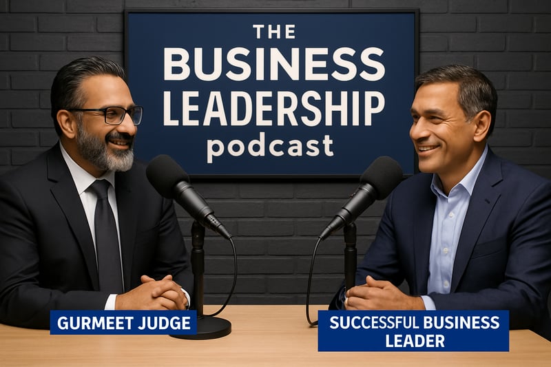 Gurmeet Judge interviewing a successful business leader on the Business Leadership Podcast